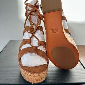 Frye Tan Wedge Sandals